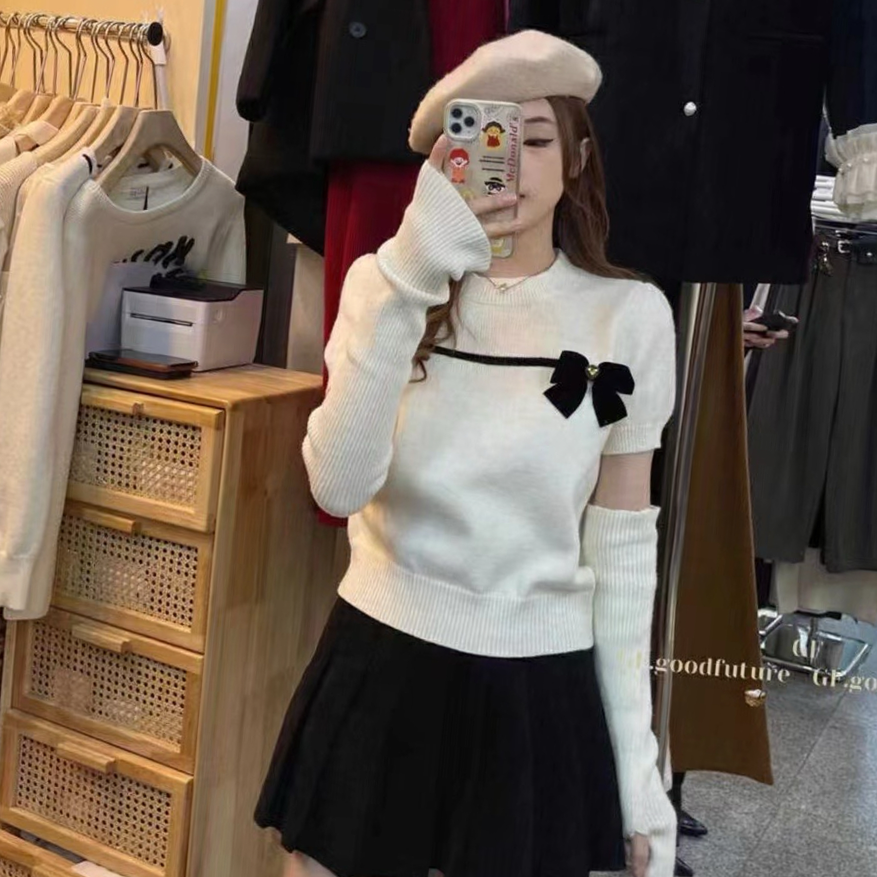 Silver cashmere 2024 autumn and winter new Christmas bow wear pullover knitted sweater