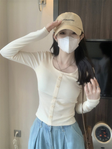 Actual shot ~ Warm brushed thickened square collar sweater with chest pad for women, slim-fitting inner-body base layer sweater