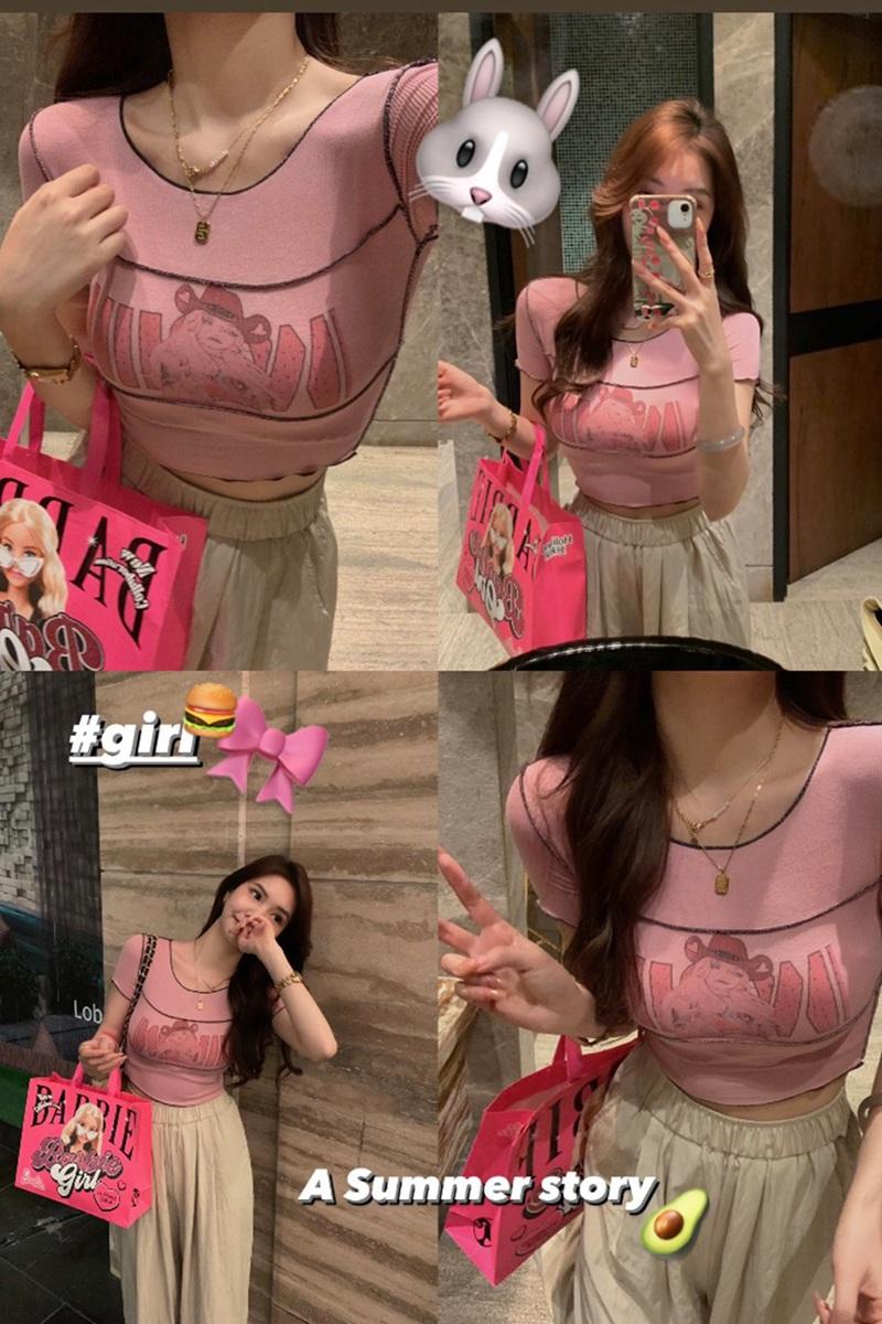 Official Photo Rayon Rib Fruit of Summer - Sweet and Spicy Pink Slim Fit Beauty T-Shirt