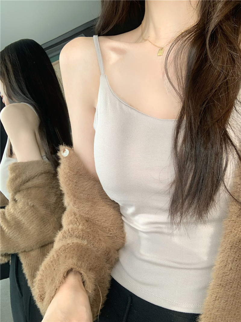 實拍~優越外擴帶胸墊內衣顯瘦上衣磨毛吊背心美背內搭