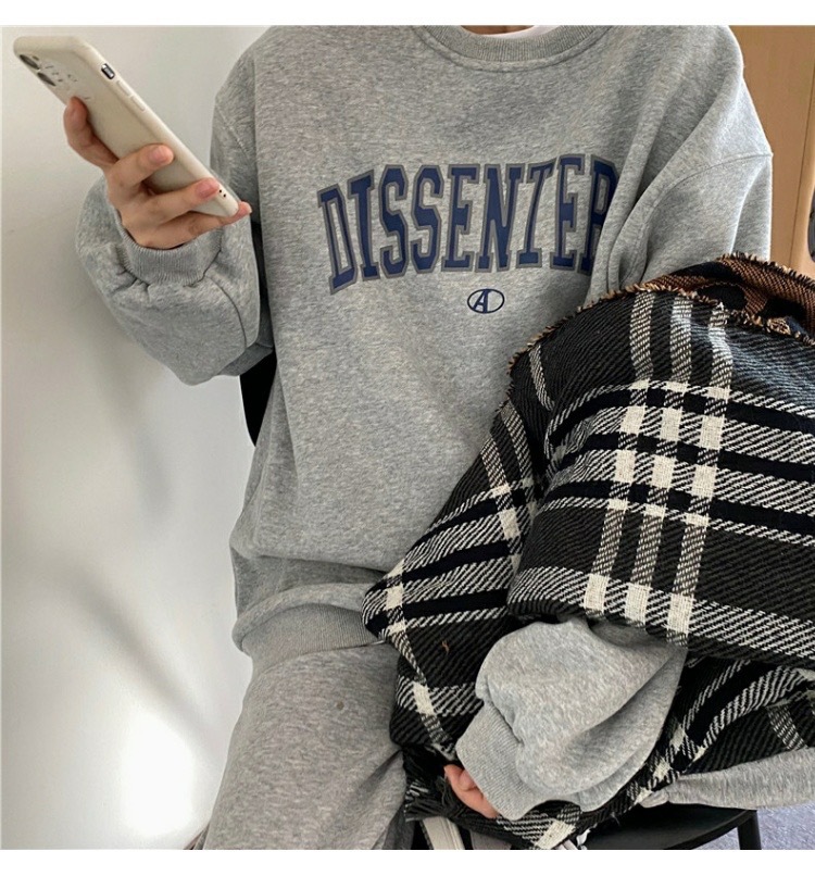 薄款衛衣女 新款韓版圓領字母印花寬鬆學生上衣