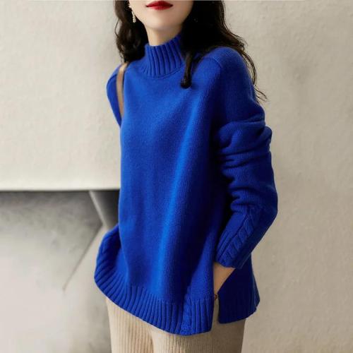 Golden ratio cashmere/wool pampering slimming stick knitted sweater