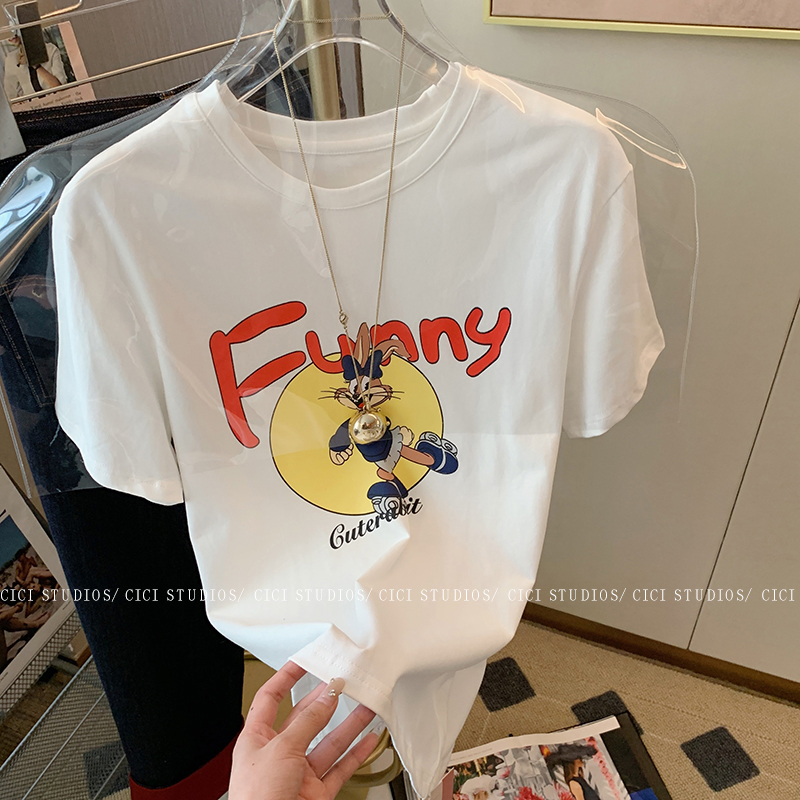 2024春夏新款重磅/精梳純棉 後包領 有縫邊 S-XXXL 夏裝短袖T恤女