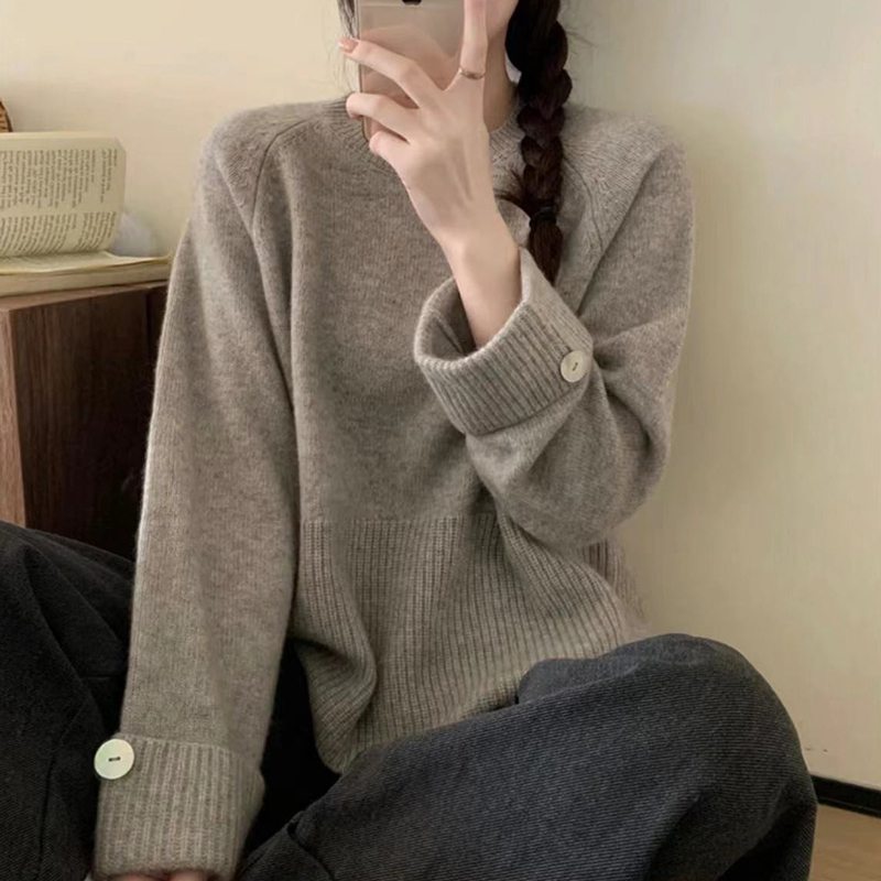 秋冬季2023新款聖誕設計感紅色毛衣女寬鬆慵懶風內搭打底針織上衣