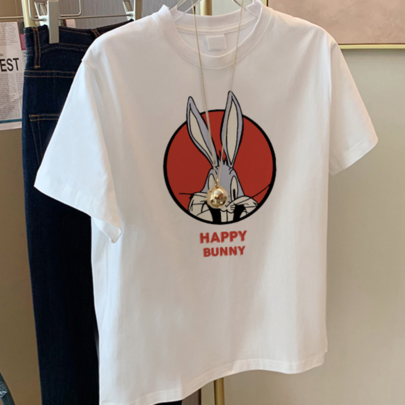 官圖 重磅/精梳純棉 後包領 有縫邊 S-XXXL 夏裝短袖T恤女