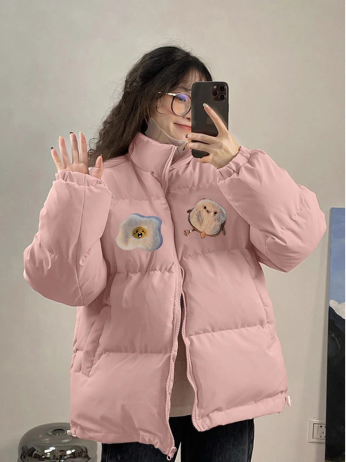 High-quality hand-stuffed cotton thickened winter new cotton loose printed cotton coat and bread coat for women