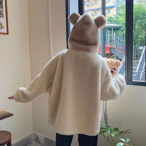 300g double-sided velvet thickened lamb plush jacket for women winter new student loose Korean cardigan top