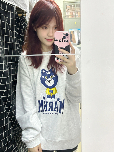 Official picture  new autumn cute cat letter print round neck plus velvet long-sleeved sweatshirt for women