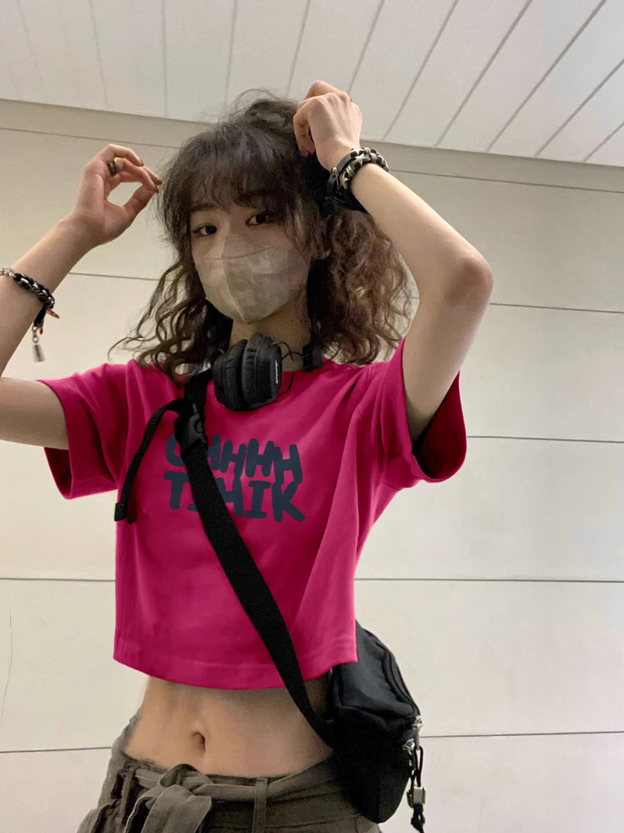 官圖 92棉/8氨綸40支210g純棉 修身短款T恤女短袖