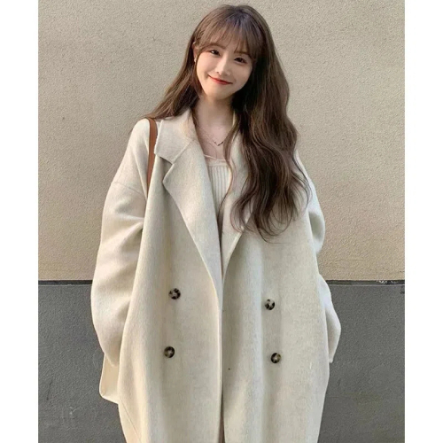 High-end woolen coat for women  autumn and winter new woolen coat for small people popular Hepburn style Korean style