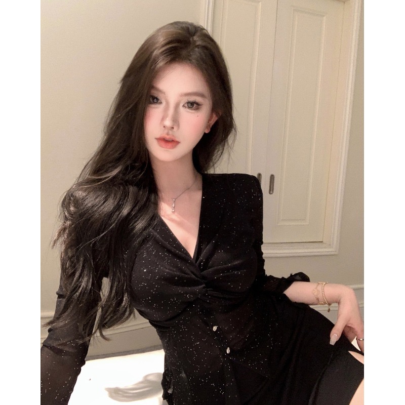 非實拍  歐貨t恤2023新款早秋打底衫長袖v領女裝