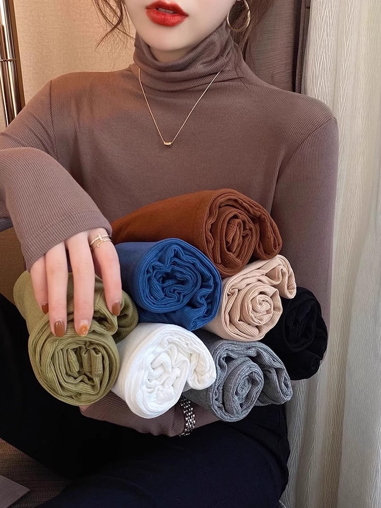 280g 2*2 threaded velvet 2024 spring and autumn new Korean style long-sleeved T-shirt for women design