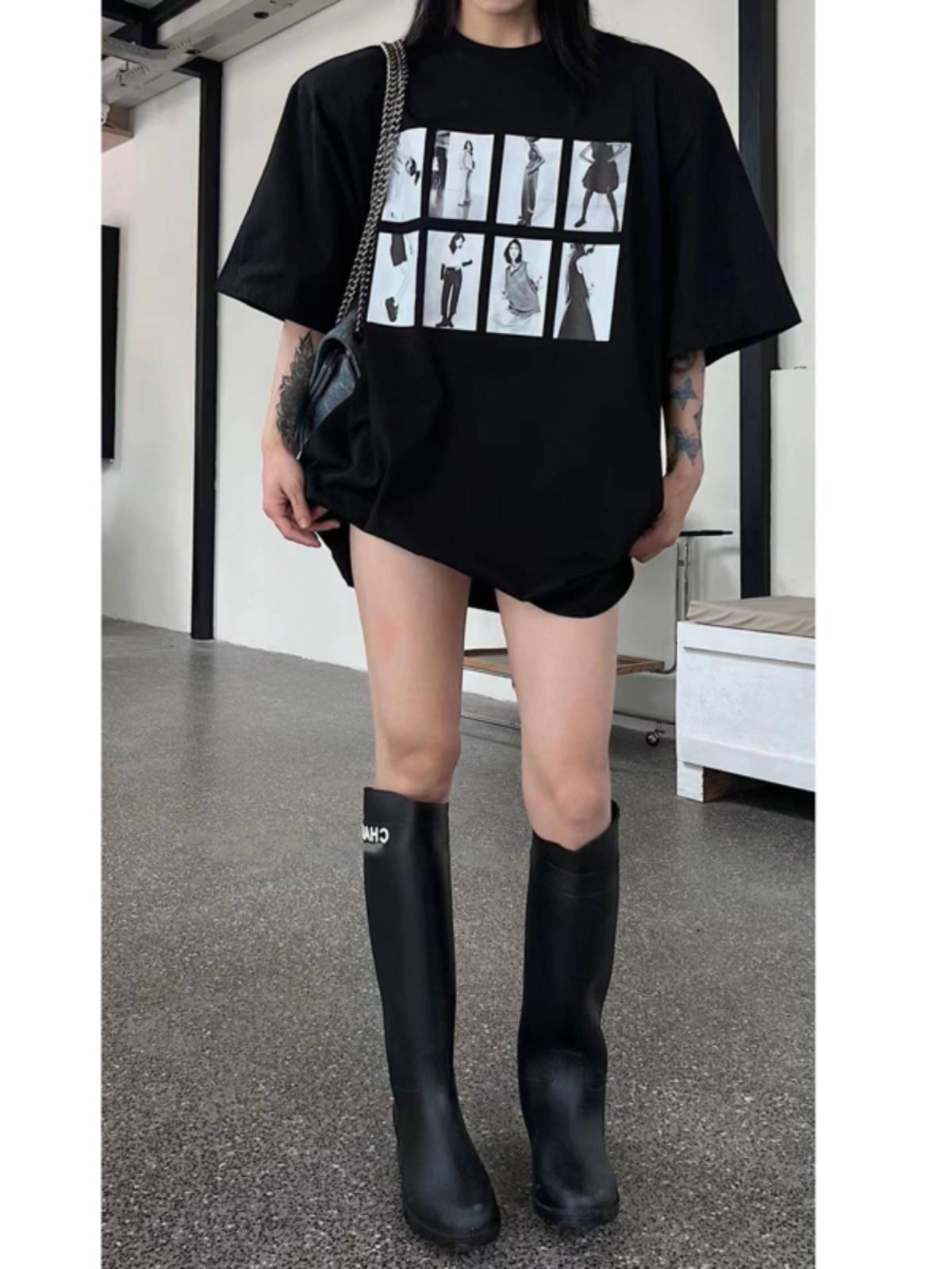 官圖 重磅/精梳純棉 後包領 有縫邊 S-XXXL 夏裝短袖T恤女