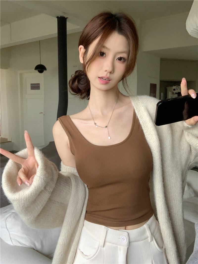 實拍~2024早春新款美背小背心辣妹露背設計感無袖打底衣