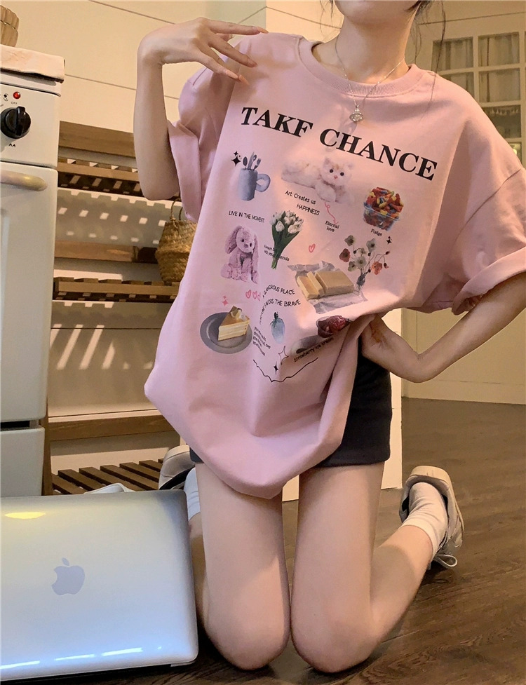 官圖 重磅/精梳純棉 後包領 有縫邊 S-XXXL 夏裝短袖T恤女