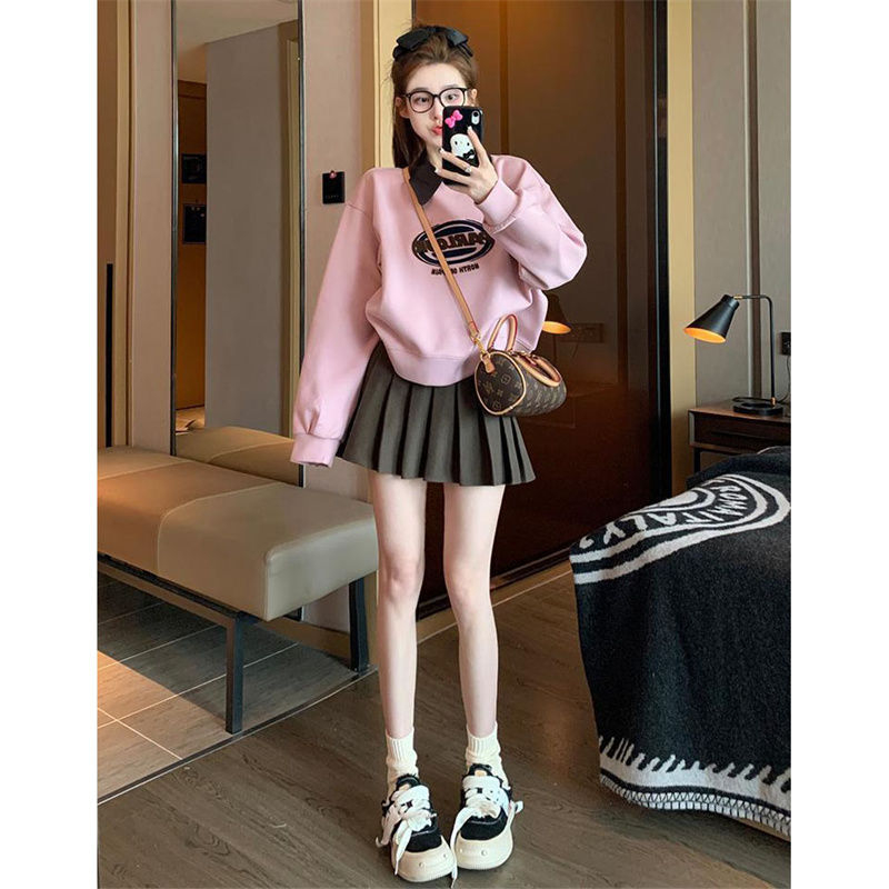 Chinese cotton thin/velvet shoulder collar spring and autumn fake two-piece embroidered sweatshirt with lapel
