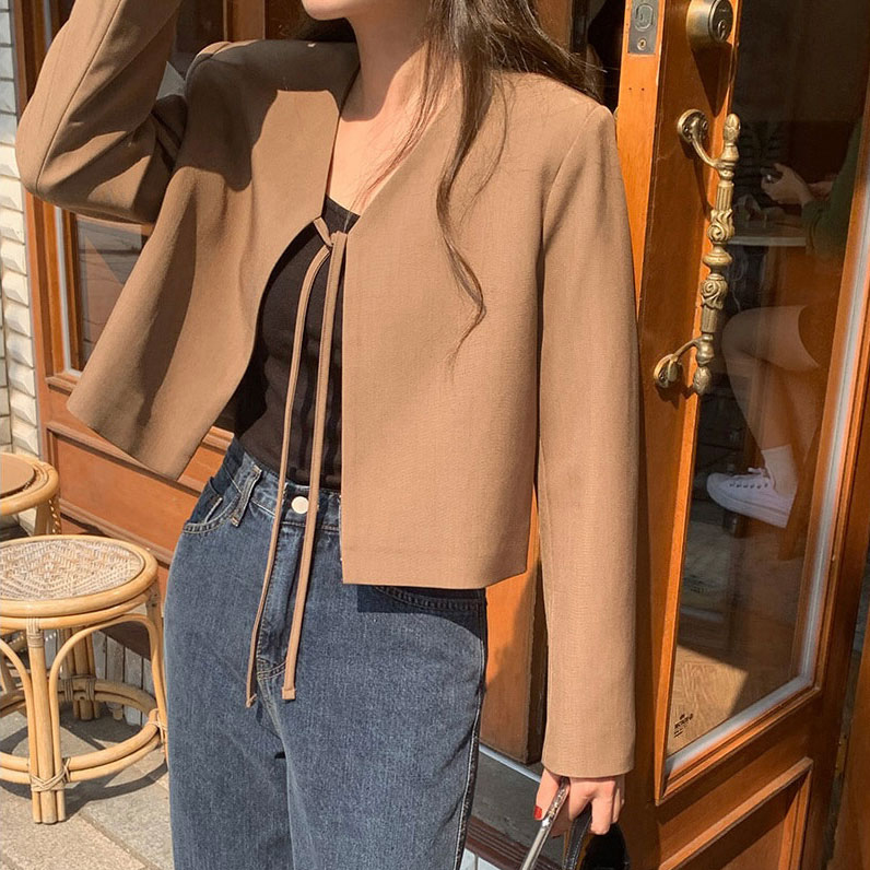 2024 spring and autumn new style retro temperament lace bow niche loose and versatile long-sleeved cardigan jacket for women