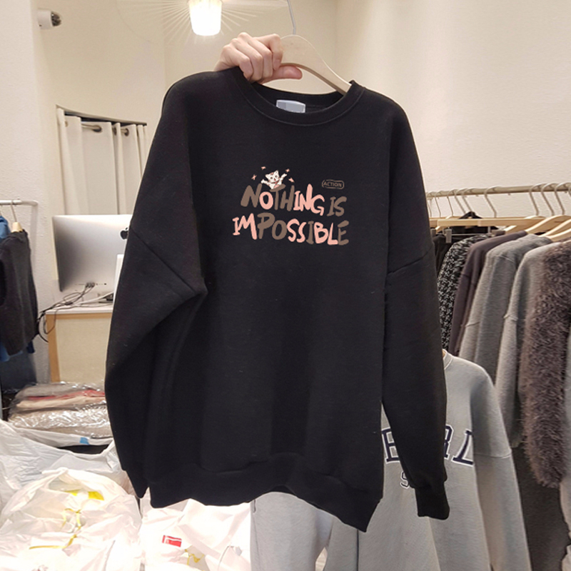 官圖  加絨250g / 大衛衣圓領秋冬款衛衣女加絨