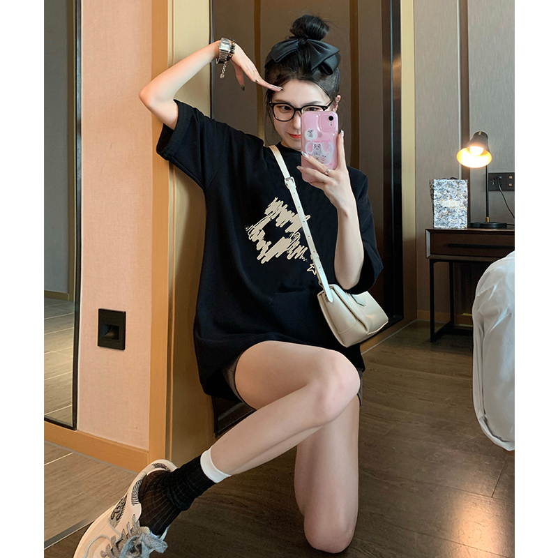 官圖 重磅/精梳純棉 後包領 有縫邊 S-XXXL 夏裝短袖T恤女