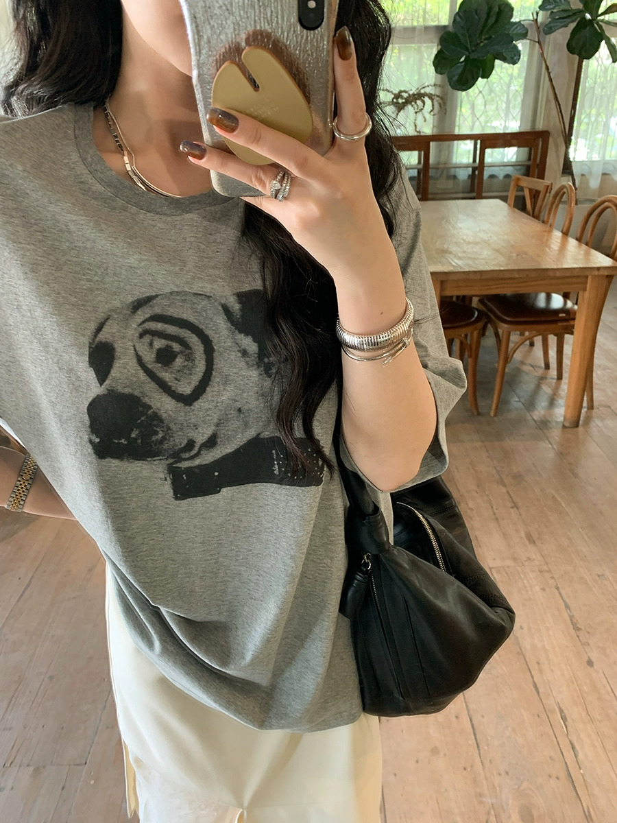 官圖 重磅/精梳純棉 後包領 有縫邊 S-XXXL 夏裝短袖T恤女