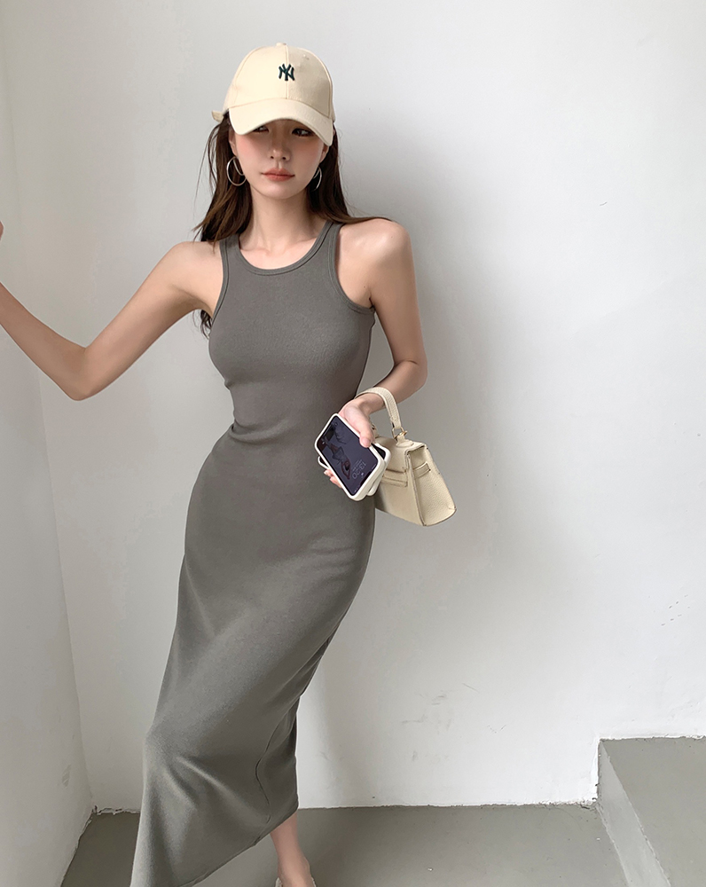 實拍2024夏裝新款ins辣妹露背性感包臀修身連衣裙背心中長裙子女