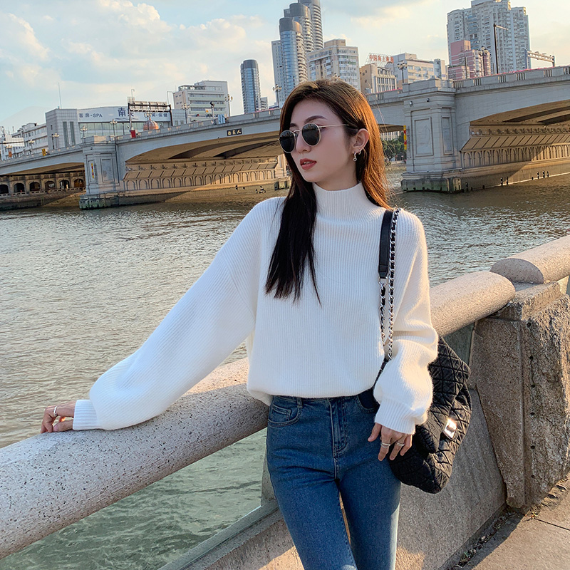 Turtleneck knitted sweater for women 2023 new autumn and winter Korean style loose and lazy design niche set