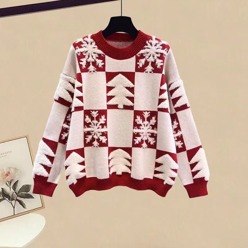 Pullover sweater for women, loose outer wear, lazy style, Japanese retro design, niche embroidered top