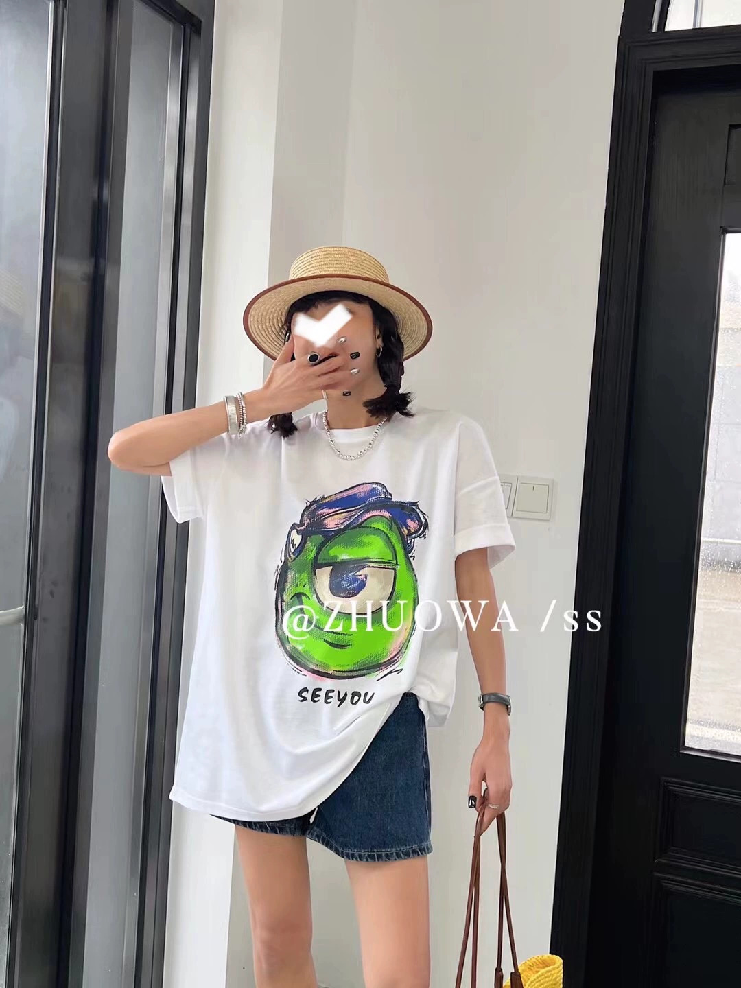 官圖 重磅/精梳純棉 後包領 有縫邊 S-XXXL 夏裝短袖T恤女