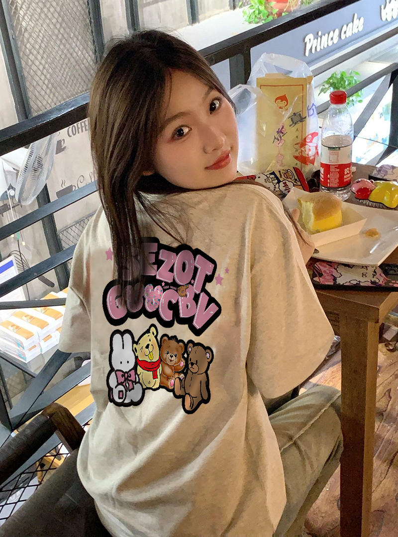 官圖 重磅/精梳純棉 後包領 有縫邊 S-XXXL 夏裝短袖T恤女