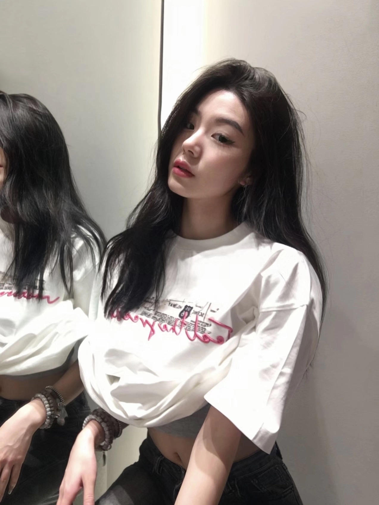 官圖 重磅/精梳純棉 後包領 有縫邊 S-XXXL 夏裝短袖T恤女