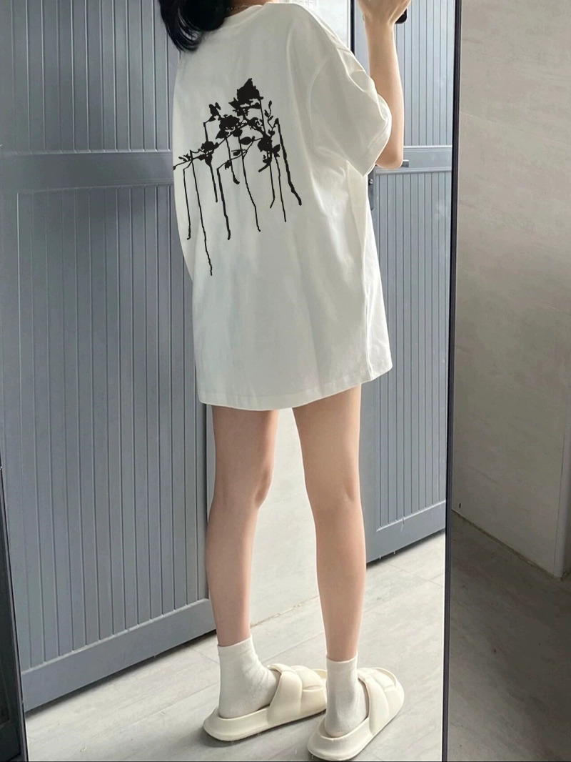 官圖 重磅/精梳純棉 後包領 有縫邊 S-XXXL 夏裝短袖T恤女