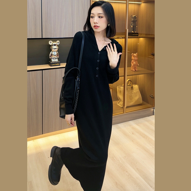 Christmas wear New Year's shirt red knitted dress women's 2023 new autumn and winter inner wear long skirt