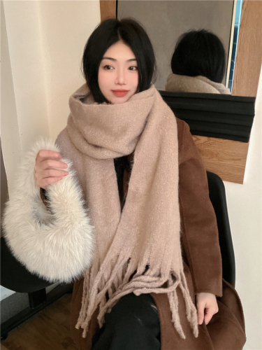 Real shot!  Winter solid color scarf imitation cashmere student shawl thickened warm scarf outer wear