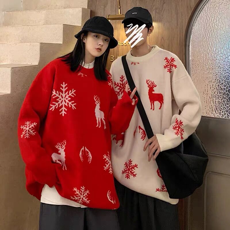 聖誕毛衣女寬鬆秋冬外穿2023年新款情侶裝冬季慵懶風韓范潮
