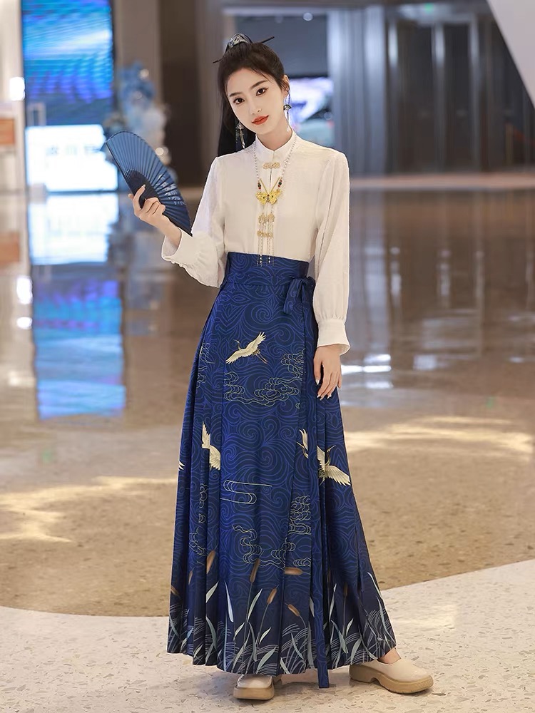 新中式國風明制改良版漢服上衣日常通勤馬面裙半身裙套裝女小個子