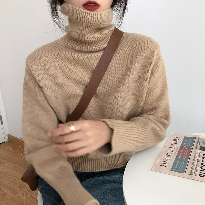 北極絨腈綸35%錦綸40%PBT25%高領純色毛衣秋冬內搭針織打底衫女