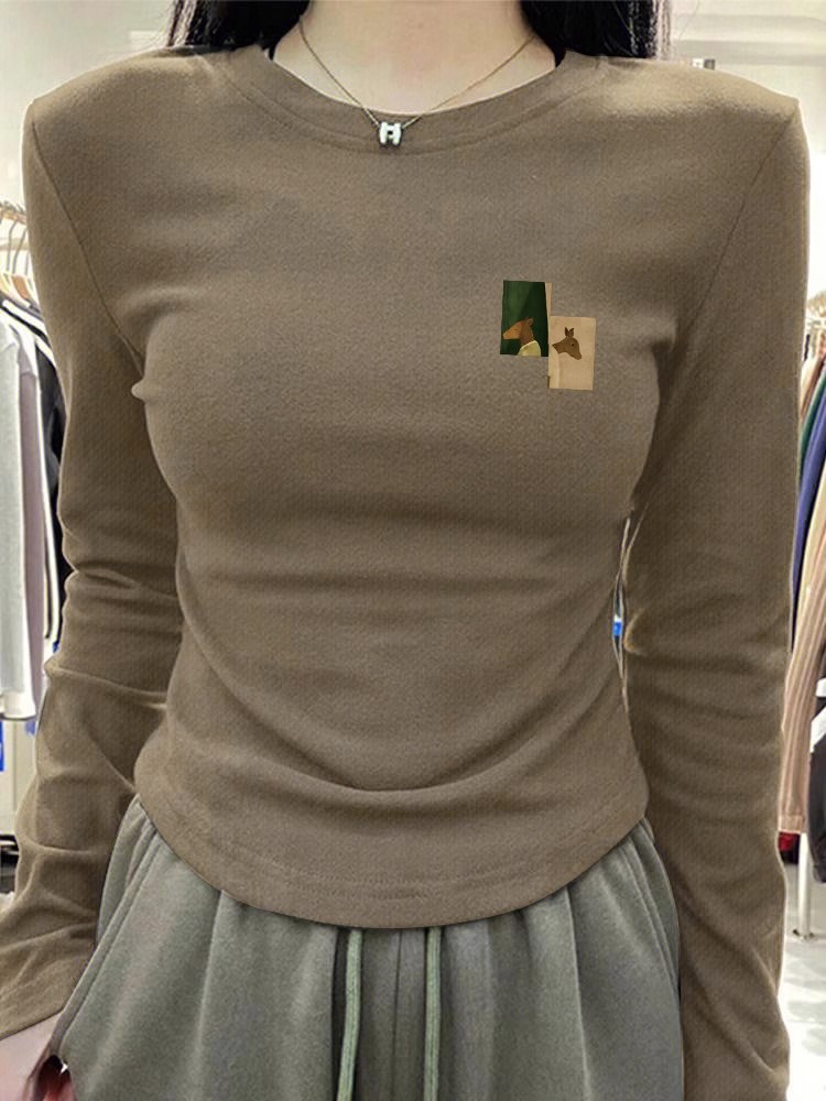德絨打底衫女內搭秋冬季長袖磨毛t恤加絨加厚修身上衣服