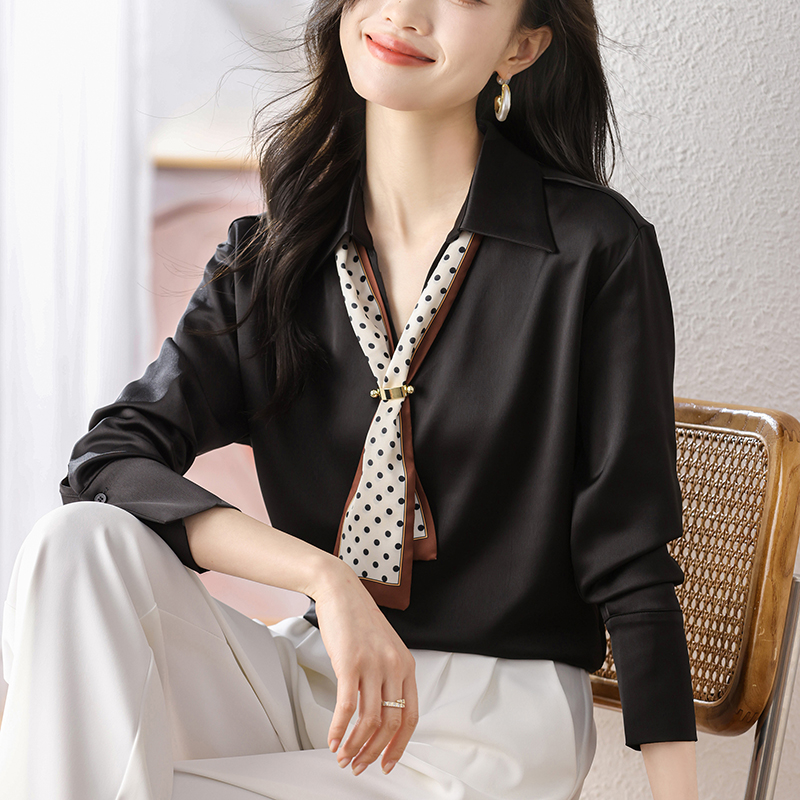 已出貨2024春季高級感長袖時尚洋氣上衣上班面試氣質通勤雪紡襯衣