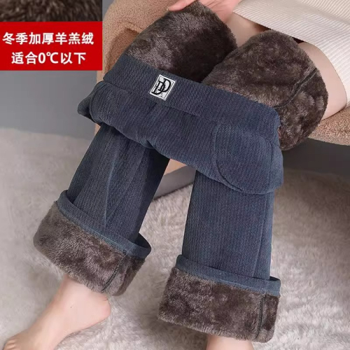 Original workmanship micro-flare pants for women winter plus fleece pants 2023 sherpa women's pants chenille wide leg pants for women