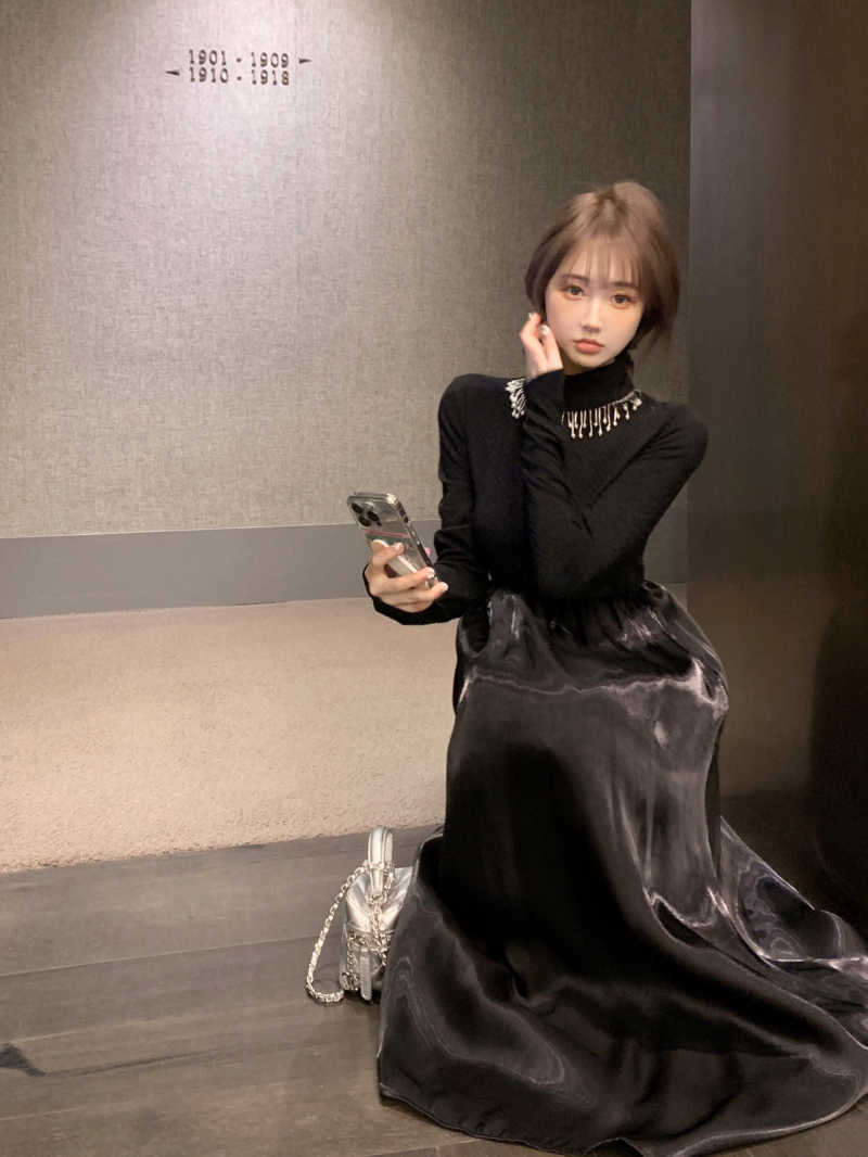 Real shot of full-level ballet French pearl tassel dress, retro inner layer, heavy industry noble slimming skirt