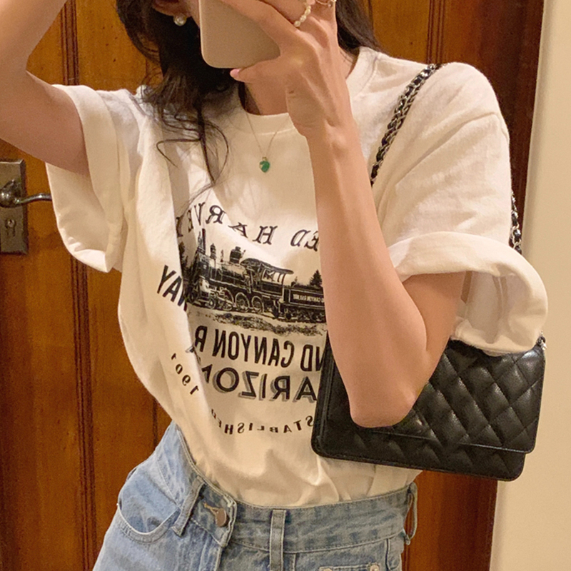 官圖重磅/精梳純棉後包領 有縫邊S-XXXL夏裝短袖T恤女