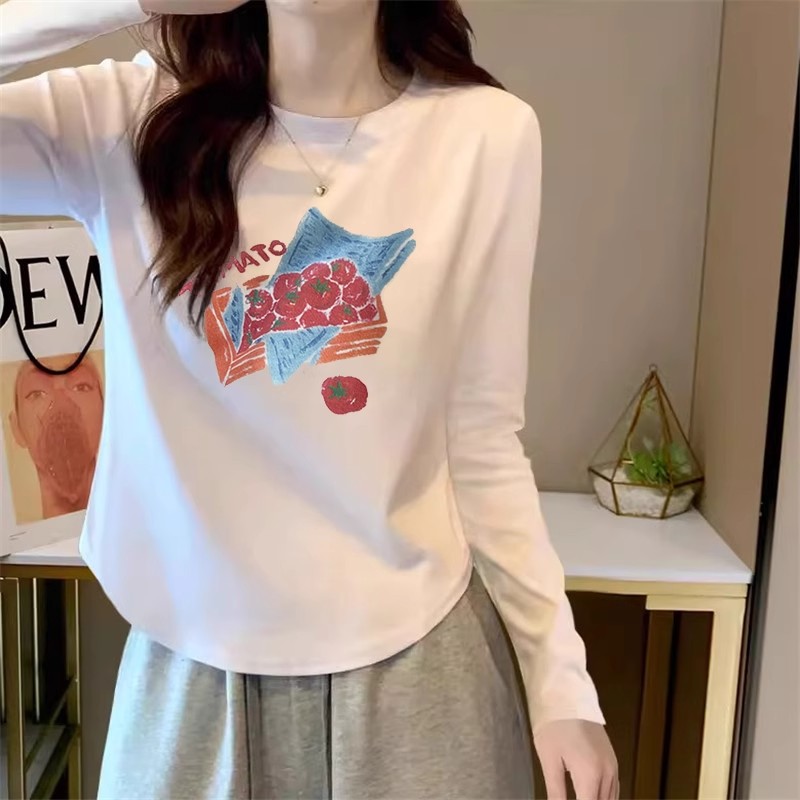 甜辣風德絨加絨加厚上衣服秋冬季女款正肩圓領短款t恤打底衫