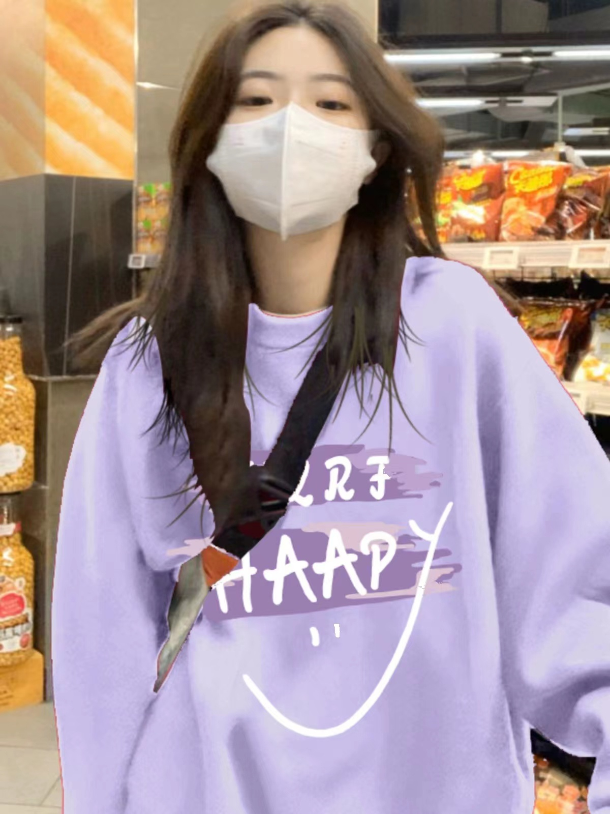 純棉華棉複合銀狐絨圓領衛衣女加厚秋冬季新款寬鬆外套潮
