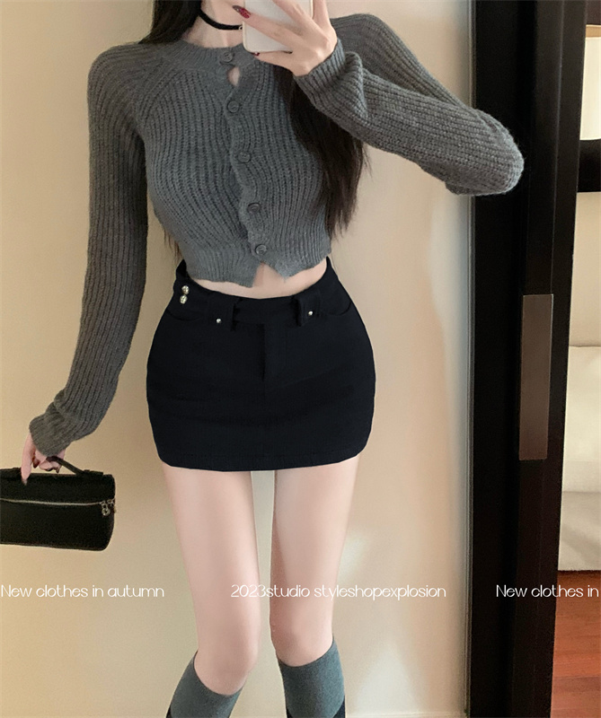 實拍 新品a字包臀小個子辣妹顯瘦短裙設計感防走光半身裙女