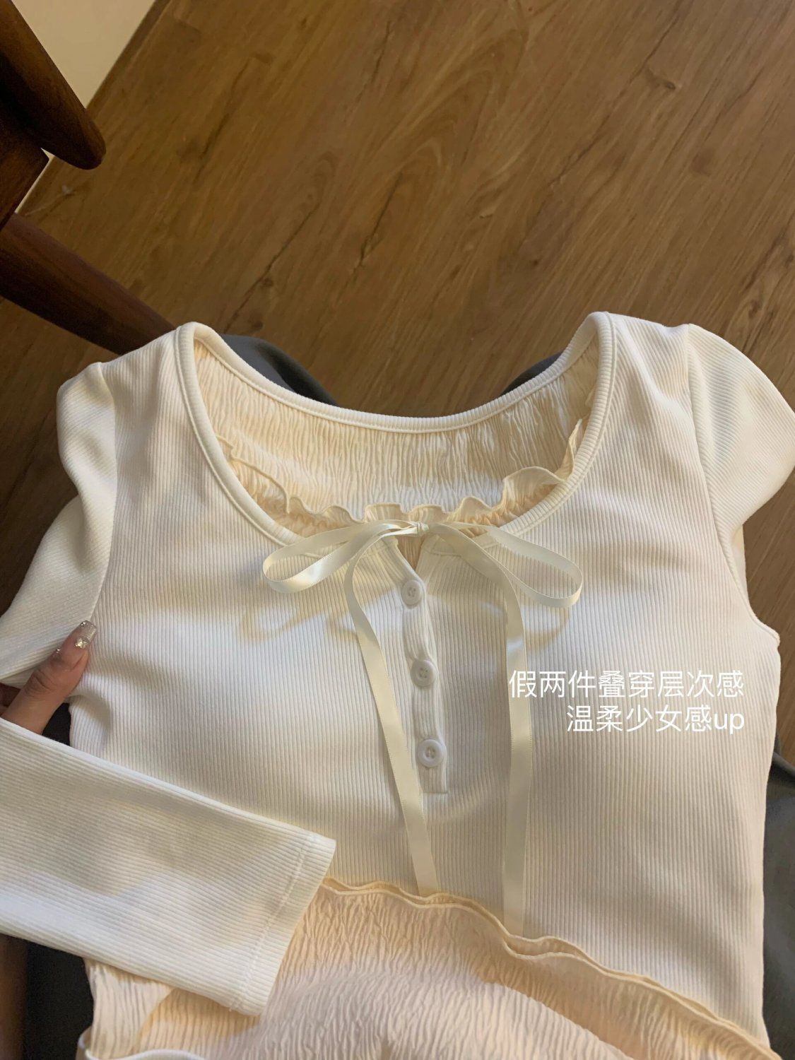 法式方領綁帶短袖針織衫女早春設計感小眾別致獨特甜辣妹短款上衣