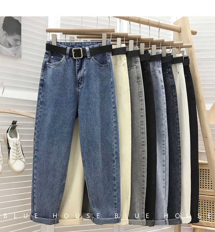 Harem Jeans Women's Autumn and Winter New High Waist Straight Leg Loose Slim Nine-Point Carrot Dad Pants