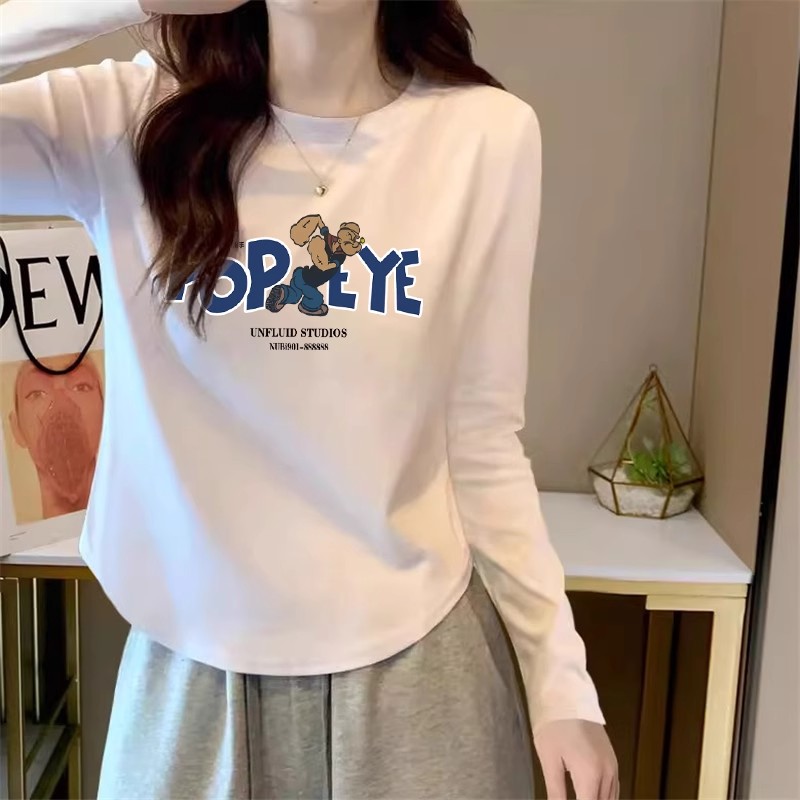 甜辣風德絨加絨加厚上衣服秋冬季女款正肩圓領短款t恤打底衫