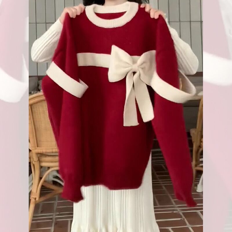 優質 2024冬季新款過年毛衣高級感龍年本命年衣服紅色女裝
