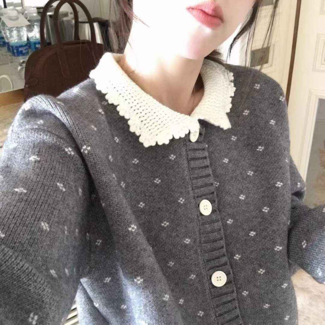 上衣長袖百搭時尚款休閒春秋波點淑女