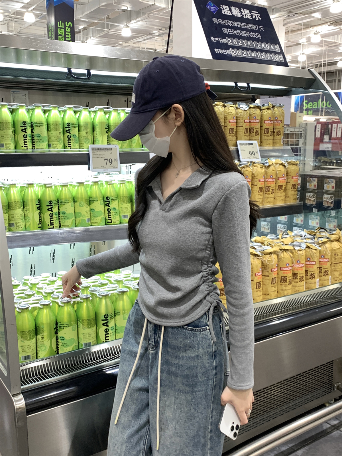 實拍 秋冬韓版修身百搭抽繩顯瘦複合加絨保暖內搭T恤打底上衣